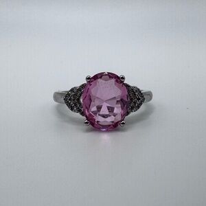 Sterling Silver 925 Pink Gemstone Ring Size 6.5